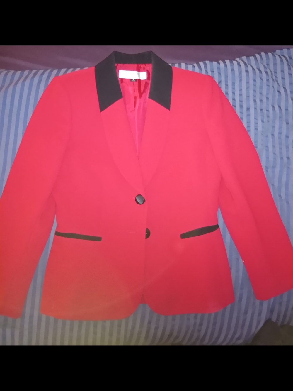 Tahari Women's Red Contrast-Collar Blazer